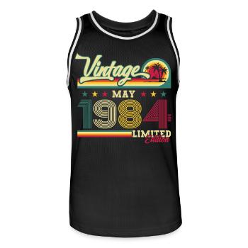 Original June 1984 Born 1984 40th Birthday 84 - Men's Basketball Jersey - black/white - Front - AI Model Male 185 dark (185cm)
