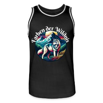 Farben der Wildnis Wolf Design - Männer Basketball-Trikot - Schwarz/Weiß - Vorne - AI Model Male 185 dark (185cm)