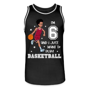 Boy plays basketball - I'm 6 - Men's Basketball Jersey - black/white - Front - AI Model Male 185 dark (185cm)