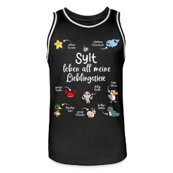 Meine Lieblingstiere in Sylt - Männer Basketball-Trikot - Schwarz/Weiß - Vorne - AI Model Male 185 dark (185cm)