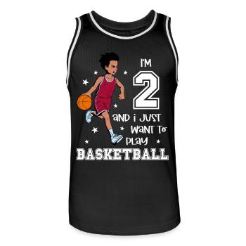 Boy plays basketball - I'm 2 - Men's Basketball Jersey - black/white - Front - AI Model Male 185 dark (185cm)