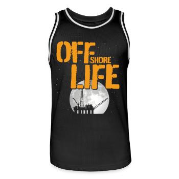 Off Shore Life - Men's Basketball Jersey - black/white - Front - AI Model Male 185 dark (185cm)