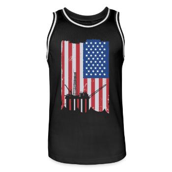 Offshore Life USA Flagge - Männer Basketball-Trikot - Schwarz/Weiß - Vorne - AI Model Male 185 dark (185cm)