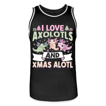 Axolotl Noël - Maillot de basket Homme - noir/blanc - Devant - AI Model Male 185 dark (185cm)