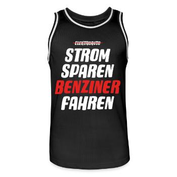 Strom sparen Verbrenner Benziner fahren Tuning Fun - Männer Basketball-Trikot - Schwarz/Weiß - Vorne - AI Model Male 185 dark (185cm)