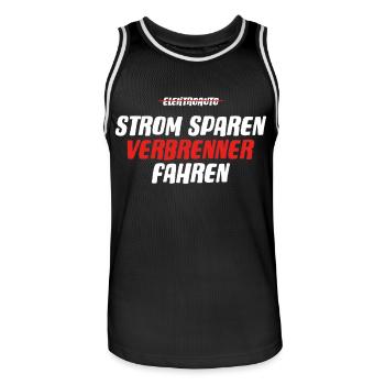 Strom sparen Verbrenner Benziner fahren Tuning Fun - Männer Basketball-Trikot - Schwarz/Weiß - Vorne - AI Model Male 185 dark (185cm)