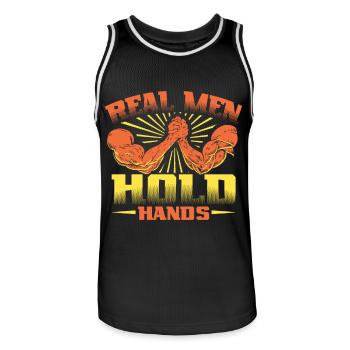 Real men hold hands - Armdrücken - Männer Basketball-Trikot - Schwarz/Weiß - Vorne - AI Model Male 185 dark (185cm)