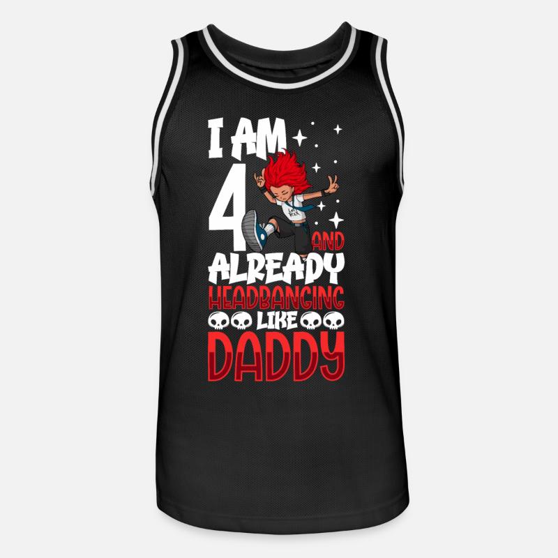 Ich bin 4 - Mädchen Rocker - Männer Basketball-Trikot - Schwarz/Weiß