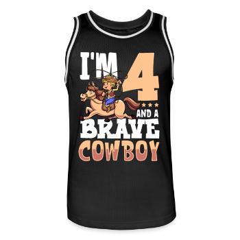Ich bin 4 - Jungen Cowboy - Männer Basketball-Trikot - Schwarz/Weiß - Vorne - AI Model Male 185 dark (185cm)