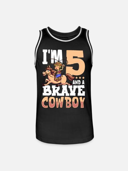 I'm 5 - Boy Cowboy - Men's Basketball Jersey - black/white