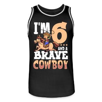 J’ai 6 ans - Boy Cowboy - Maillot de basket Homme - noir/blanc - Devant - AI Model Male 185 dark (185cm)