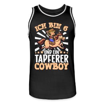 Ich bin 6 - Jungen Cowboy - Männer Basketball-Trikot - Schwarz/Weiß - Vorne - AI Model Male 185 dark (185cm)