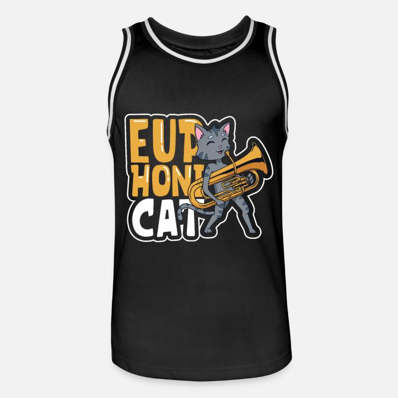 Euphonicate - chat avec euphonium - Maillot de basket Homme - noir/blanc
