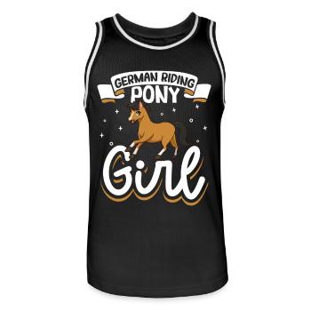 German Riding Pony Girl - Men's Basketball Jersey - black/white - Front - AI Model Male 185 dark (185cm)