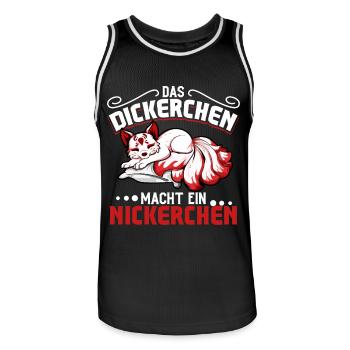 Kitsune - Das Dickerchen macht ein Nickerchen - Männer Basketball-Trikot - Schwarz/Weiß - Vorne - AI Model Male 185 dark (185cm)