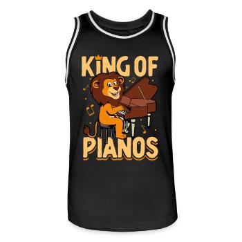 Roi des pianos - Löwe am Klavier - Maillot de basket Homme - noir/blanc - Devant - AI Model Male 185 dark (185cm)