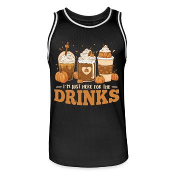 Je suis juste là pour boire un verre - Party Alcohol - Maillot de basket Homme - noir/blanc - Devant - AI Model Male 185 dark (185cm)