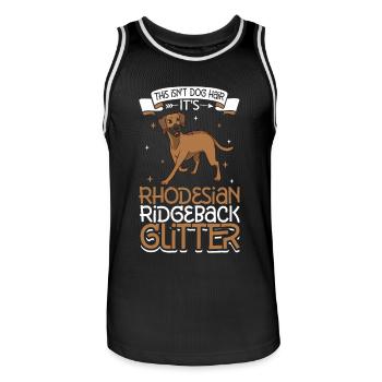 Rhodesian Ridgeback paillettes - Maillot de basket Homme - noir/blanc - Devant - AI Model Male 185 dark (185cm)