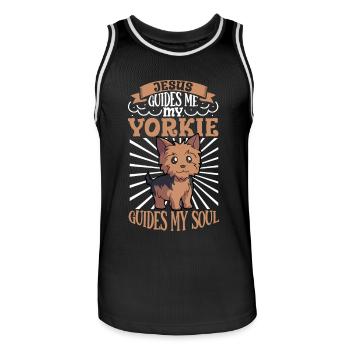 Jésus et mon Yorkshire Terrier - Maillot de basket Homme - noir/blanc - Devant - AI Model Male 185 dark (185cm)