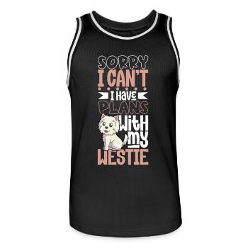 Pläne mit meinem West Highland Terrier - Männer Basketball-Trikot - Schwarz/Weiß - Vorne - AI Model Male 185 dark (185cm)