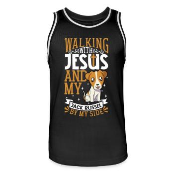 Jesus und Hund - Jack Russel Terrier - Männer Basketball-Trikot - Schwarz/Weiß - Vorne - AI Model Male 185 dark (185cm)