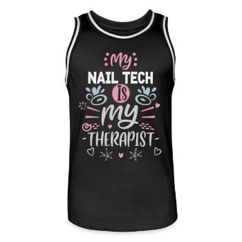 My Tech Nail Is My Therapist Nail Art - Men's Basketball Jersey - black/white - Front - AI Model Male 185 dark (185cm)