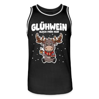 Glühwein gleich früh rein süßer Elch - Männer Basketball-Trikot - Schwarz/Weiß - Vorne - AI Model Male 185 dark (185cm)