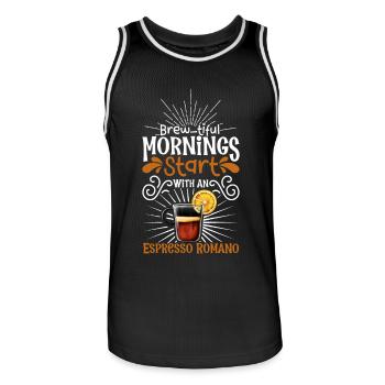 Bonjour avec Espresso Romano - Maillot de basket Homme - noir/blanc - Devant - AI Model Male 185 dark (185cm)