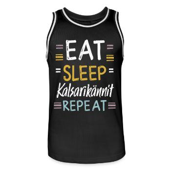 Eat Sleep Kalsarikännit Repeat Finnland Unterhose - Männer Basketball-Trikot - Schwarz/Weiß - Vorne - AI Model Male 185 dark (185cm)