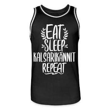Eat Sleep Kalsarikännit Repeat Finland Underpants - Maillot de basket Homme - noir/blanc - Devant - AI Model Male 185 dark (185cm)