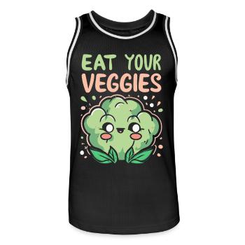 Eat Your Veggies Vegetable Lover Vegan Vegan - Men's Basketball Jersey - black/white - Front - AI Model Male 185 dark (185cm)