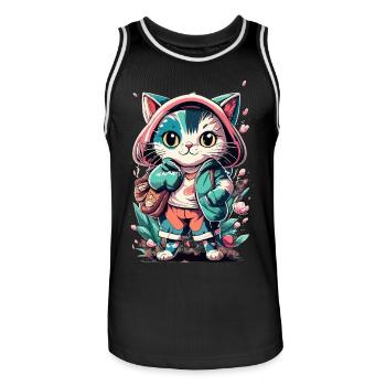 chaton kawaii mignon japon - Maillot de basket Homme - noir/blanc - Devant - AI Model Male 185 dark (185cm)