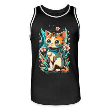 cute kawaii kitten japan - Men's Basketball Jersey - black/white - Front - AI Model Male 185 dark (185cm)
