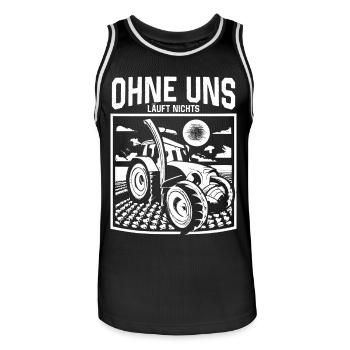 Ohne uns läuft nichts Protest Großdemo Demo Streik - Männer Basketball-Trikot - Schwarz/Weiß - Vorne - AI Model Male 185 dark (185cm)
