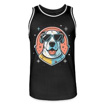 Chemise Labrador de l’espace rétro oeuvre colorée - Maillot de basket Homme - noir/blanc - Devant - AI Model Male 185 dark (185cm)