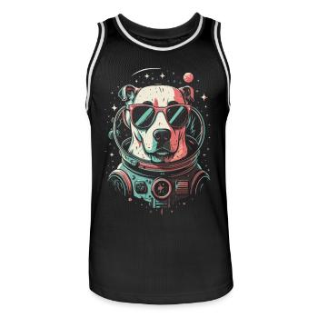 Chemise Labrador de l’espace rétro oeuvre colorée - Maillot de basket Homme - noir/blanc - Devant - AI Model Male 185 dark (185cm)
