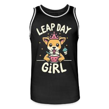 Leap Day Queen February 29 Birthday - Men's Basketball Jersey - black/white - Front - AI Model Male 185 dark (185cm)