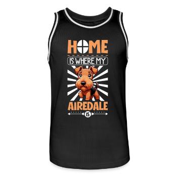 Zuhause - Airedale-Terrier - Männer Basketball-Trikot - Schwarz/Weiß - Vorne - AI Model Male 185 dark (185cm)