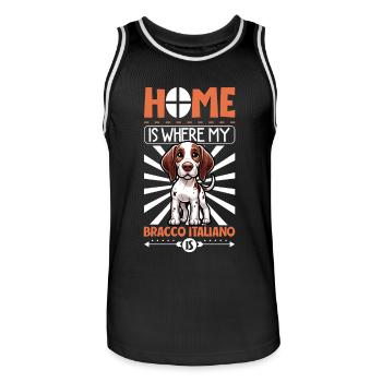 Home - Bracco Italiano - Men's Basketball Jersey - black/white - Front - AI Model Male 185 dark (185cm)
