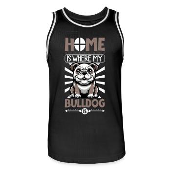 Zuhause - Bulldogge - Männer Basketball-Trikot - Schwarz/Weiß - Vorne - AI Model Male 185 dark (185cm)