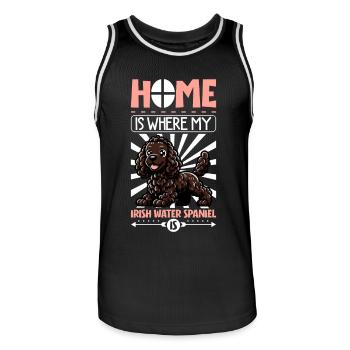 Accueil - Épagneul d’eau irlandais - Maillot de basket Homme - noir/blanc - Devant - AI Model Male 185 dark (185cm)