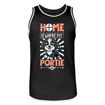 Zuhause - Portugiesischer Wasserhund - Männer Basketball-Trikot - Schwarz/Weiß - Vorne - AI Model Male 185 dark (185cm)