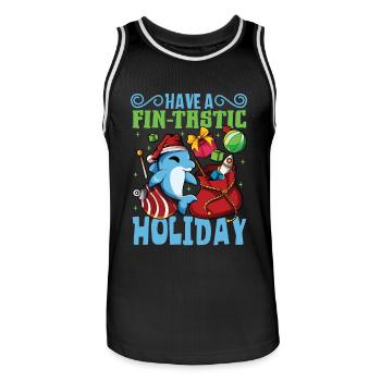 Passez des vacances inoubliables - Christmas Dolphin - Maillot de basket Homme - noir/blanc - Devant - AI Model Male 185 dark (185cm)