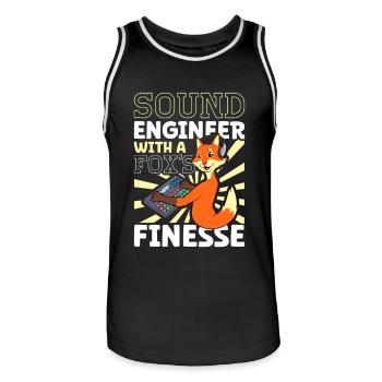 Fuchs am Mischpult - Sound Engineer - Männer Basketball-Trikot - Schwarz/Weiß - Vorne - AI Model Male 185 dark (185cm)