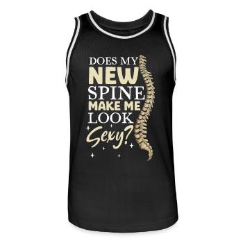Does my new spine make me sexy? Back surgery - Men's Basketball Jersey - black/white - Front - AI Model Male 185 dark (185cm)