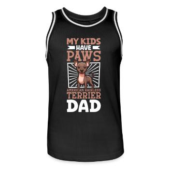 American Hairless Terrier Dad - Men's Basketball Jersey - black/white - Front - AI Model Male 185 dark (185cm)