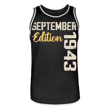 Septembre 1943 - 81e Anniversaire September 1943 - Maillot de basket Homme - noir/blanc - Devant - AI Model Male 185 dark (185cm)