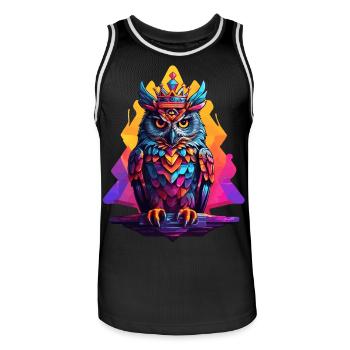 Eule - Männer Basketball-Trikot - Schwarz/Weiß - Vorne - AI Model Male 185 dark (185cm)