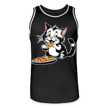Katze loves Pizza - Männer Basketball-Trikot - Schwarz/Weiß - Vorne - AI Model Male 185 dark (185cm)