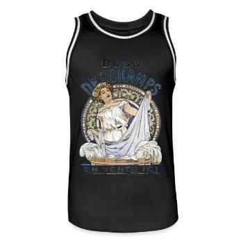 Alfons Mucha - bleu Deschamps en vente ici - Maillot de basket Homme - noir/blanc - Devant - AI Model Male 185 dark (185cm)